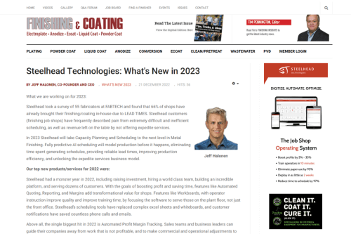 Finishing and Coating Publication with Steelhead Technologies
